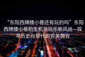 “東陽西牌樓小巷還有玩的嗎”東陽西牌樓小巷的生機與玩樂新風尚—探尋歷史與現代的完美融合