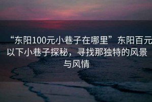 “東陽100元小巷子在哪里”東陽百元以下小巷子探秘，尋找那獨特的風景與風情