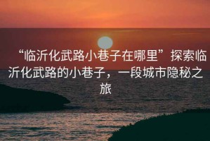 “臨沂化武路小巷子在哪里”探索臨沂化武路的小巷子，一段城市隱秘之旅