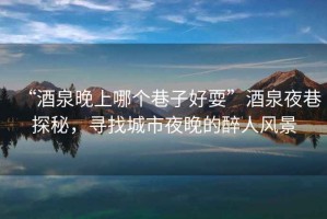 “酒泉晚上哪個巷子好耍”酒泉夜巷探秘，尋找城市夜晚的醉人風景