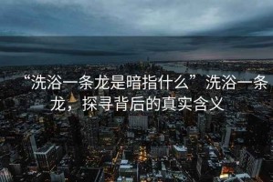 “洗浴一條龍是暗指什么”洗浴一條龍，探尋背后的真實(shí)含義
