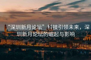 “深圳新月論壇”科技引領未來，深圳新月論壇的崛起與影響