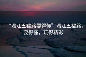 “溫江五福路耍得懂”溫江五福路，耍得懂，玩得精彩