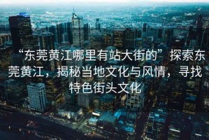 “東莞黃江哪里有站大街的”探索東莞黃江，揭秘當地文化與風情，尋找特色街頭文化