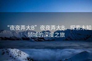 “夜夜弄大B”夜夜弄大B，探索未知領(lǐng)域的深度之旅