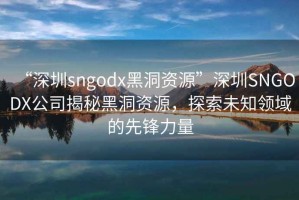 “深圳sngodx黑洞資源”深圳SNGODX公司揭秘黑洞資源，探索未知領域的先鋒力量
