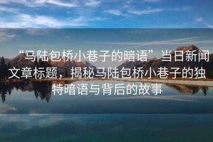 “馬陸包橋小巷子的暗語(yǔ)”當(dāng)日新聞文章標(biāo)題，揭秘馬陸包橋小巷子的獨(dú)特暗語(yǔ)與背后的故事