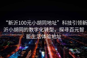 “新沂100元小胡同地址”科技引領新沂小胡同的數字化轉型，探尋百元智能生活體驗地址
