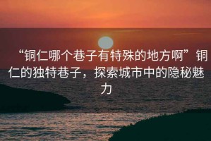 “銅仁哪個巷子有特殊的地方啊”銅仁的獨特巷子，探索城市中的隱秘魅力