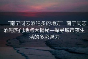 “南寧同志酒吧多的地方”南寧同志酒吧熱門地點大揭秘—探尋城市夜生活的多彩魅力