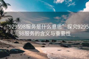 “929598服務(wù)是什么意思”探究929598服務(wù)的含義與重要性