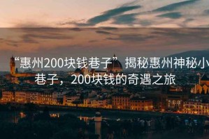 “惠州200塊錢巷子”揭秘惠州神秘小巷子，200塊錢的奇遇之旅