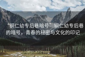 “銅仁幼專后巷暗號”銅仁幼專后巷的暗號，青春的秘密與文化的印記