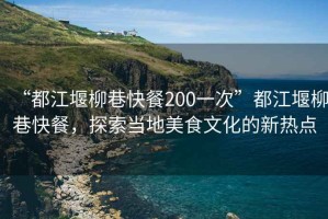 “都江堰柳巷快餐200一次”都江堰柳巷快餐，探索當地美食文化的新熱點
