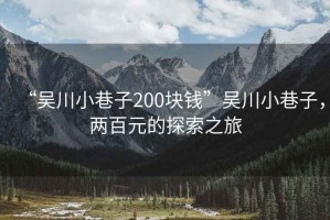 “吳川小巷子200塊錢”吳川小巷子，兩百元的探索之旅