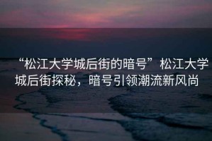 “松江大學城后街的暗號”松江大學城后街探秘，暗號引領潮流新風尚