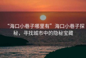 “海口小巷子哪里有”海口小巷子探秘，尋找城市中的隱秘寶藏