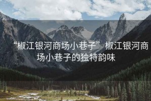“椒江銀河商場小巷子”椒江銀河商場小巷子的獨特韻味