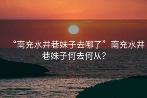 “南充水井巷妹子去哪了”南充水井巷妹子何去何從？