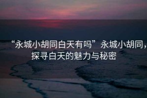 “永城小胡同白天有嗎”永城小胡同，探尋白天的魅力與秘密