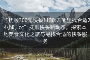 “撫順300元快餐1130.去哪里找合適24小時.cc”撫順快餐新動態(tài)，探索本地美食文化之旅與尋找合適的快餐服務(wù)