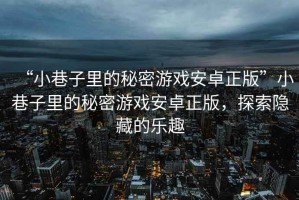 “小巷子里的秘密游戲安卓正版”小巷子里的秘密游戲安卓正版，探索隱藏的樂趣