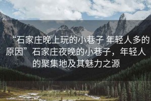 “石家莊晚上玩的小巷子 年輕人多的原因”石家莊夜晚的小巷子，年輕人的聚集地及其魅力之源