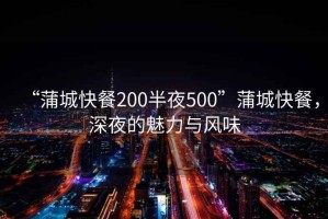 “蒲城快餐200半夜500”蒲城快餐，深夜的魅力與風味