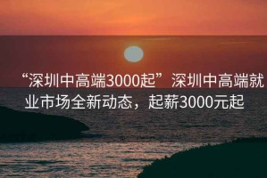 “深圳中高端3000起”深圳中高端就業市場全新動態，起薪3000元起