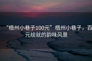 “梧州小巷子100元”梧州小巷子，百元繪就的韻味風(fēng)景