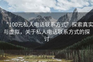“100元私人電話聯系方式”探索真實與虛擬，關于私人電話聯系方式的探討