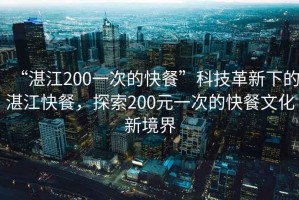 “湛江200一次的快餐”科技革新下的湛江快餐，探索200元一次的快餐文化新境界