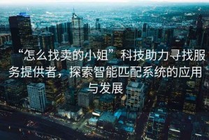 “怎么找賣的小姐”科技助力尋找服務提供者，探索智能匹配系統的應用與發展