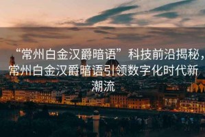 “常州白金漢爵暗語”科技前沿揭秘，常州白金漢爵暗語引領數字化時代新潮流