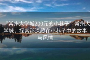 “常州大學城200元的小巷子”常州大學城，探索那深藏在小巷子中的故事與風情