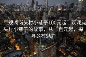 “觀瀾崗頭村小巷子100元起”觀瀾崗頭村小巷子的故事，從一百元起，探尋鄉村魅力