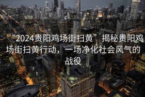 “2024貴陽雞場街掃黃”揭秘貴陽雞場街掃黃行動，一場凈化社會風氣的戰役