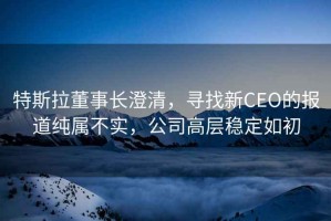 特斯拉董事長澄清，尋找新CEO的報道純屬不實，公司高層穩定如初