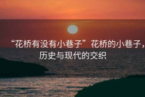 “花橋有沒有小巷子”花橋的小巷子，歷史與現代的交織
