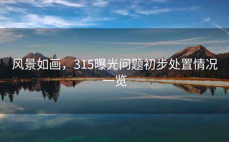 風景如畫，315曝光問題初步處置情況一覽