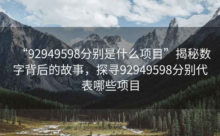 “92949598分別是什么項(xiàng)目”揭秘?cái)?shù)字背后的故事，探尋92949598分別代表哪些項(xiàng)目