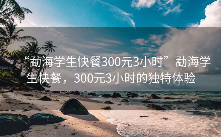 “勐海學生快餐300元3小時”勐海學生快餐，300元3小時的獨特體驗