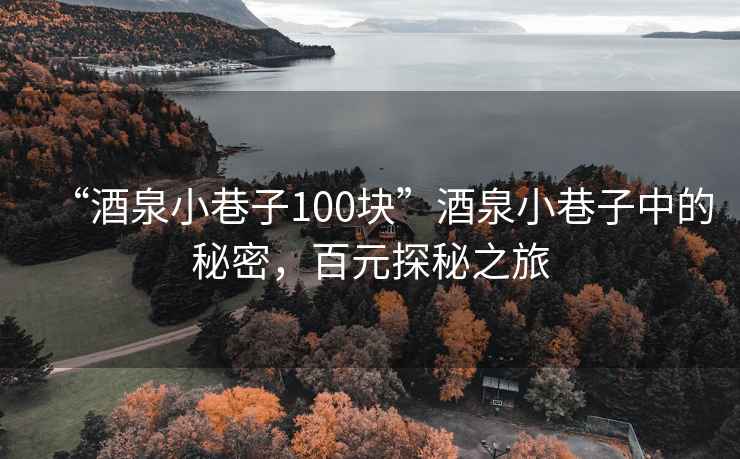 “酒泉小巷子100塊”酒泉小巷子中的秘密，百元探秘之旅