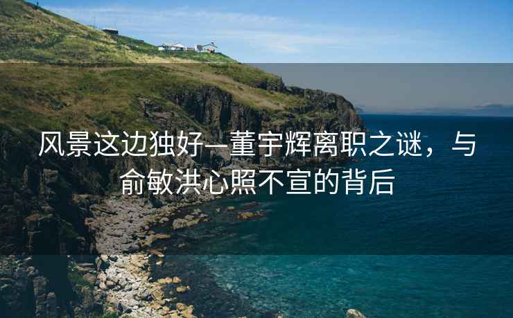 風景這邊獨好—董宇輝離職之謎，與俞敏洪心照不宣的背后
