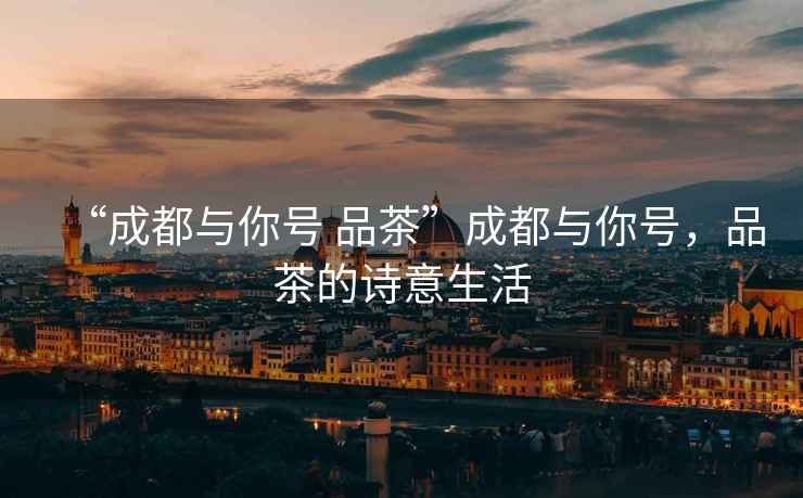 “成都與你號 品茶”成都與你號，品茶的詩意生活