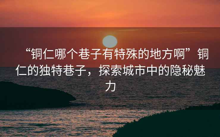 “銅仁哪個巷子有特殊的地方啊”銅仁的獨特巷子，探索城市中的隱秘魅力