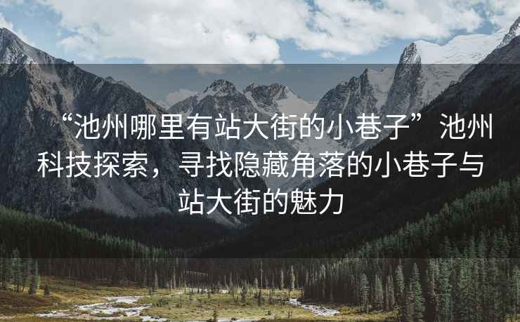 “池州哪里有站大街的小巷子”池州科技探索，尋找隱藏角落的小巷子與站大街的魅力