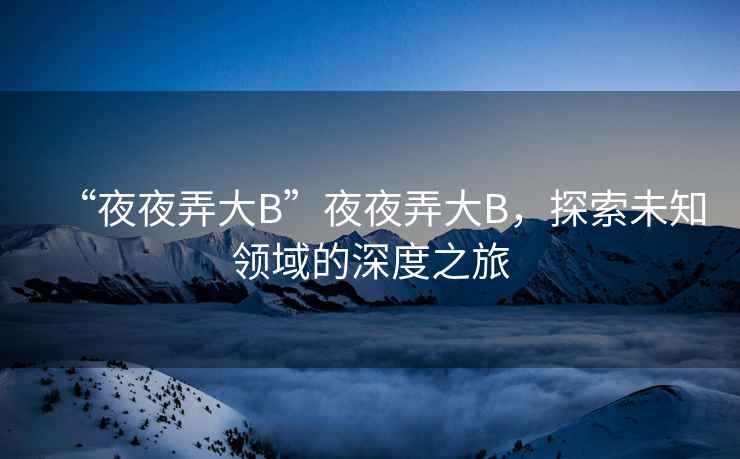 “夜夜弄大B”夜夜弄大B，探索未知領域的深度之旅