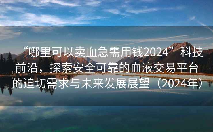 “哪里可以賣血急需用錢2024”科技前沿，探索安全可靠的血液交易平臺的迫切需求與未來發展展望（2024年）