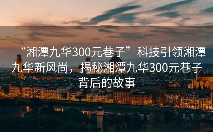“湘潭九華300元巷子”科技引領湘潭九華新風尚，揭秘湘潭九華300元巷子背后的故事